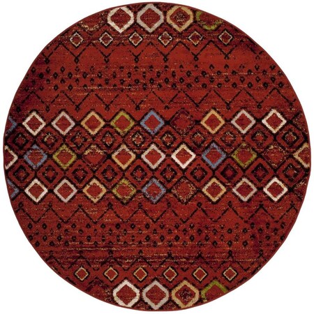 Safavieh 9 x 9 ft. Amsterdam Power Loomed Round Area Rug; Terracotta & Multi Color AMS108D-9R